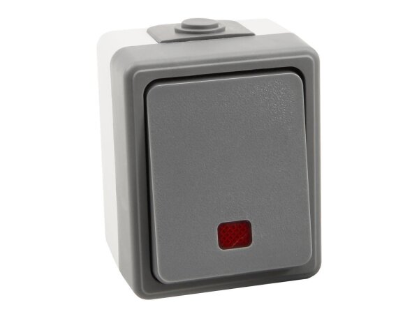 Feuchtraum Orientierungs-Schalter McPower Secure, 250V~/10A, IP44, AP, grau