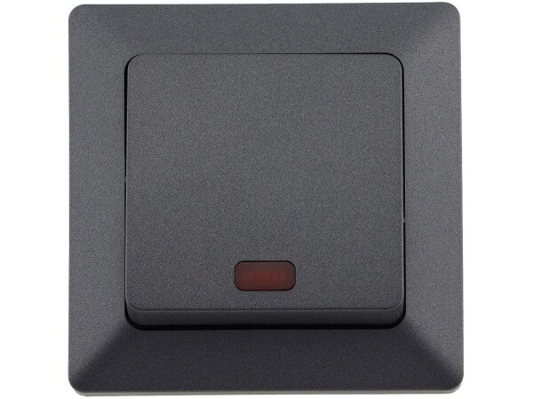 MILOS Kontroll Schalter mit Lämpchen 250V 10A, inkl. Rahmen, UP, anthrazit