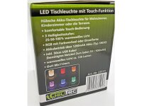 LED Akku-Tischleuchte mit Touch-FunktionHöhe 113mm, Warmweiß + RGB
