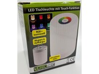 LED Akku-Tischleuchte mit Touch-FunktionHöhe 113mm, Warmweiß + RGB