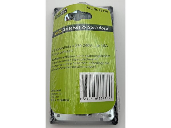 MILOS Set 2 Steckdose + 2-fach Rahmen 250V 16A, Klemmanschluss, anthrazit