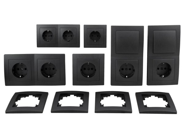Schalter und Steckdosen Set McPower Flair Standard 20-teilig, anthrazit