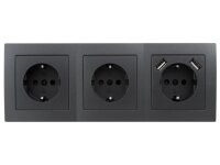 Steckdosenblock McPower Flair Aufbau, anthrazit, 3-fach Schutzkontakt + USB