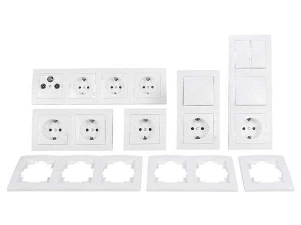 Schalter und Steckdosen Set McPower Flair Wohnlandschaft, 20-teilig, weiß