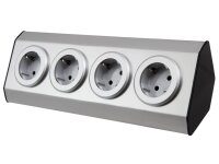 Steckdosenblock McPower Premium Aufbau, Edelstahl, 4-fach...
