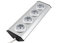 Steckdosenblock McPower Premium Aufbau, Edelstahl, 4-fach Schutzkontakt