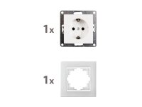 Schutzkontakt-Steckdose McPower Flair, 250V~/16A inkl. Glasrahmen, UP, Klemmanschluss, weiß