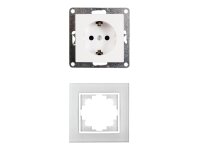 Schutzkontakt-Steckdose McPower Flair, 250V~/16A inkl. Glasrahmen, UP, Klemmanschluss, weiß