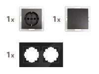 Schalter und Steckdosen Set McPower Flair Tür 2-fach-Style Glasrahmen
