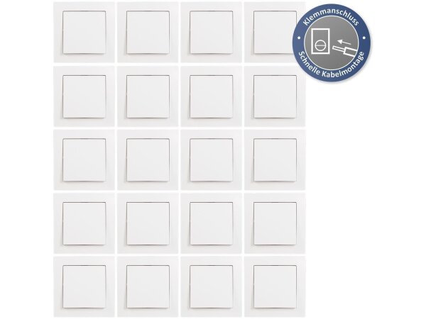 Wechselschalter McPower Flair Klemmanschluss, weiß, inkl. Rahmen, 20er-Pack