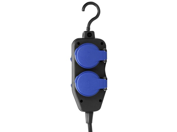 Netzkabel Schutzkontakt-Verlängerung, 4fach, 10m, 3x1,5mm², IP44, schwarz