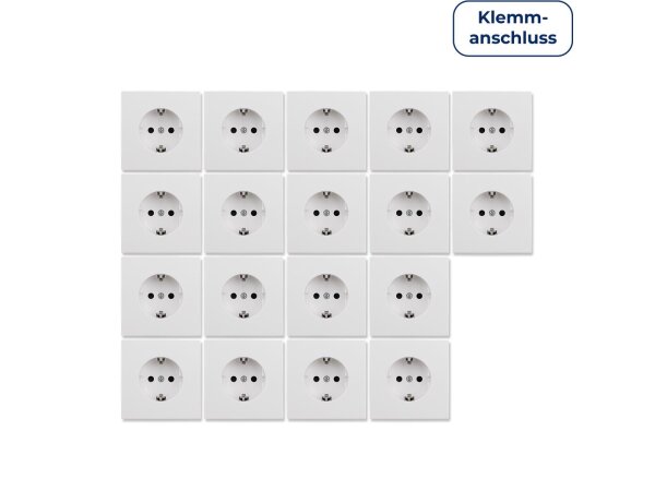 Schutzkontakt-Steckdose McPower Shallow 250V~/16A, Einsteckschutz, 18er-Pack