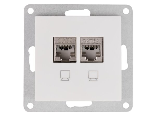 Netzwerk-Dose McPower Flair CAT6A, UP, weiß, vollgeschirmt