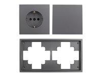 Schalter und Steckdosen Set McPower Shallow Tür 2-fach Profi 3-teilig, Klemmanschluss