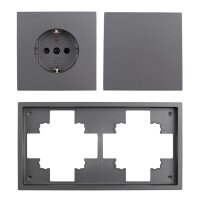 Schalter und Steckdosen Set McPower Shallow Tür 2-fach Profi 3-teilig, Klemmanschluss