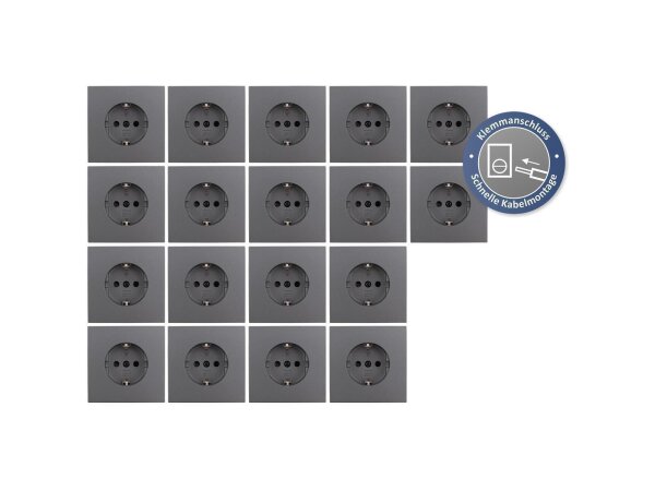 Schutzkontakt-Steckdose McPower Shallow 250V~/16A, Einsteckschutz, 18er-Pack