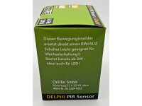 DELPHI Bewegungsmelder 160°, silberLED geeignet, 250V~, Unterputz, 2-Draht