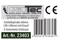 Schließzylinder 60mm (30+30mm) mit KnaufProfil-Zylinder, 5 Sicherheits-Schlüssel