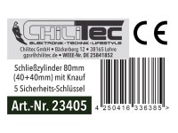 Schließzylinder 80mm (40+40mm) mit KnaufProfil-Zylinder, 5 Sicherheits-Schlüssel