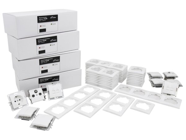 Schalter und Steckdosen Set McPower Flair Megaset 100-teilig, weiß