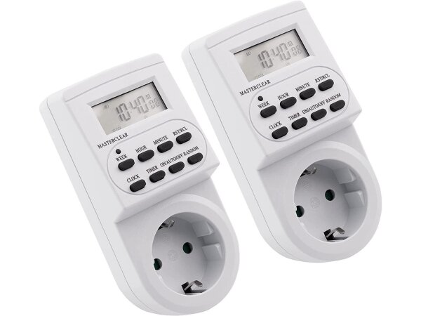 Digitale Zeitschaltuhr McPower AZ-62 2er-Pack, 10 Programme, 12/24Std Zyklus