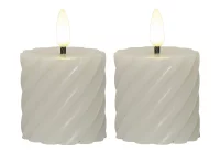 LED Echtwachs-Kerze Flamme Swirl Votive, 2er-Set, beige,...