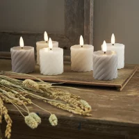 LED Echtwachs-Kerze Flamme Swirl Votive, 2er-Set, beige,...