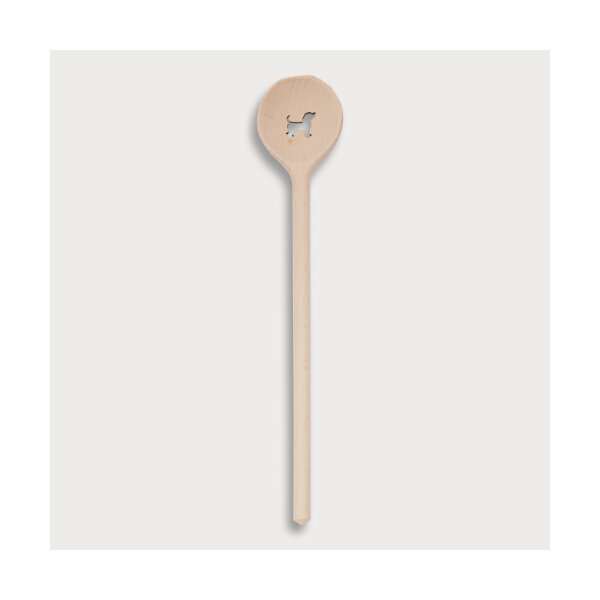 Kochlöffel, rund, mit Motiv Hund, aus Holz 30 cm