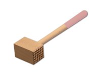 Fleischhammer, mit farbigem Griff, hellrosa, aus Holz 28 cm