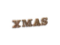 Deko Schrift Buchstaben XMAS" mit Rinde aus Holz 31...