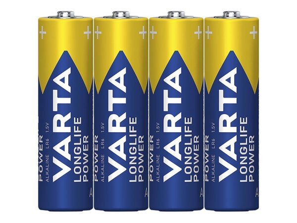 Mignon-Batterie VARTA Longlife Power Alkaline, Typ AA, LR06, 1,5V, 4er Pack