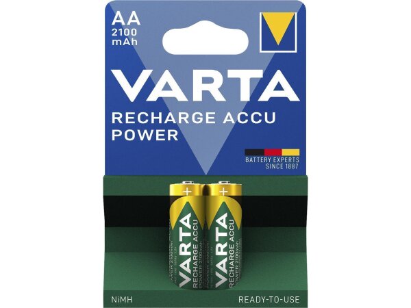 Mignon-Akku VARTA, Typ AA, NiMH-Akku, HR06, 1,2V/2100 mAh, Pre-charged, 2er Pack