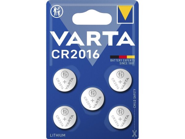 Lithium-Knopfzelle VARTA Electronics CR2016, 3V, 5er-Pack
