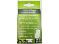 LED Nachtlicht mit Bewegungsmelder 230V, 3 weiße LEDs, On/Off/Auto