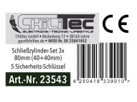 Schließzylinder-Set 3x 80mm (40+40mm) Profil-Zylinder, 5 Sicherheits-Schlüssel
