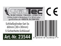 Schließzylinder-Set 5x 60mm (30+30mm) Profil-Zylinder, 5 Sicherheits-Schlüssel