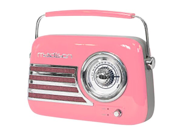 Tragbares Nostalgie Radio FREESOUND-VR40P mit Bluetooth, USB & FM 30W, pink