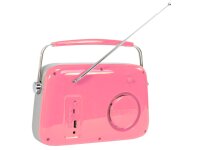 Tragbares Nostalgie Radio FREESOUND-VR40P mit Bluetooth, USB & FM 30W, pink