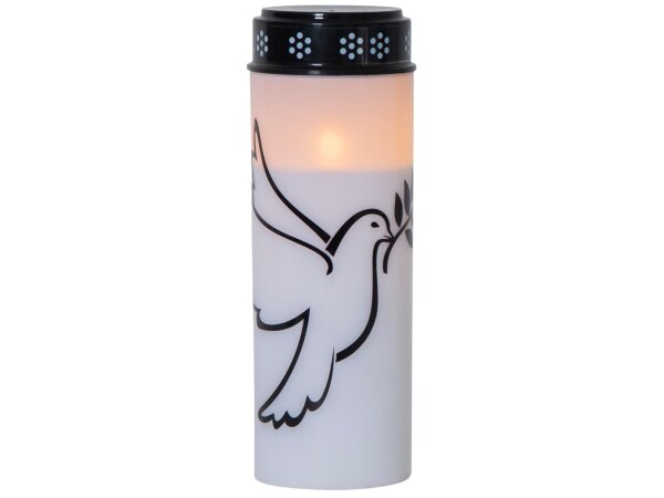 LED-Grablicht Dove, weiß mit Taubenmotiv, warmweiß, 20,5x7,5cm, outdoor
