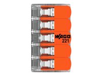 Compact-Verbindungsklemme WAGO, für alle Leiterarten, 5 Klemmstellen, 6mm²