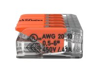 Compact-Verbindungsklemme WAGO, für alle Leiterarten, 5 Klemmstellen, 6mm²