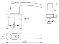 Abschließbarer Fenstergriff, weiß 2 Schrauben, 2 Schlüssel