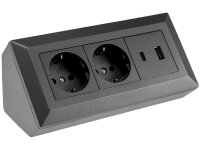 2-fach Steckdosenblock, USB-A+C, anthrazit 250V~/ 16A,...