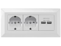 2-fach Steckdosenblock + 2x USB, weiß 250V~/ 16A,...
