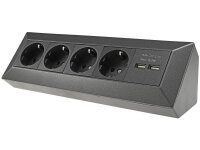 4-fach Steckdosenblock+2x USB, anthrazit 250V~/ 16A, Aufbaumontage, USB 3,1A