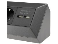 4-fach Steckdosenblock+2x USB, anthrazit 250V~/ 16A, Aufbaumontage, USB 3,1A