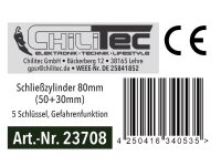 Schließzylinder 80mm (50+30mm) 5 Schlüssel, Not- & Gefahrenfunktion
