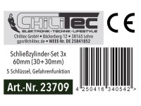 Schließzylinder-Set 3x 60mm (30+30mm) 5 Schlüssel, Not- & Gefahrenfunktion