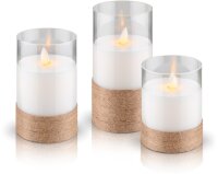 3er-Set LED-Echtwachs-Kerzen im Glas, weiß