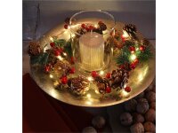20er LED-Silberdraht-Lichterkette "Tannenzapfen & rote Beeren"